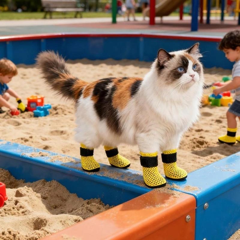 2 Pair Dog Socks Protective Thick Grip Dogs Feet Cover Socks with Adjustable Sticker for Outdoor Prevents Sliding