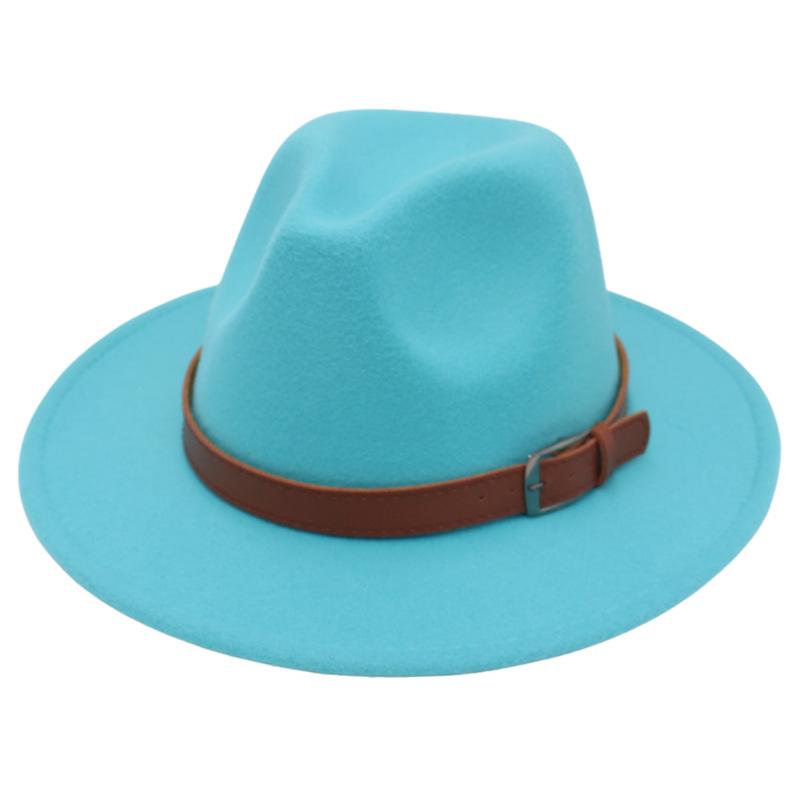 British Style Gentleman'S Top Hat Versatile Trendy Suit Matching Top Hat Belt Buckle Felt Fedora