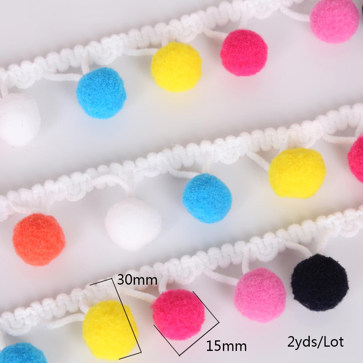

2 ярди китиці Мереживна стрічка Помпон Оздоблення Тканина DIY Шиття Одяг Взуття Сумка Подарунок Ремесло Матеріали Аксесуар
