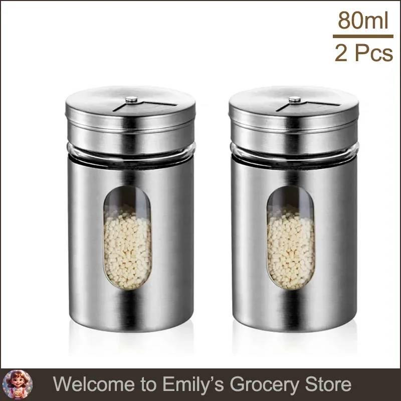 Stainless Steel Spice Shaker Seasoning Cans Rotate Camping Barbecue Jars Spice Storage Box Salt Sugar Pepper Storage Bottle
