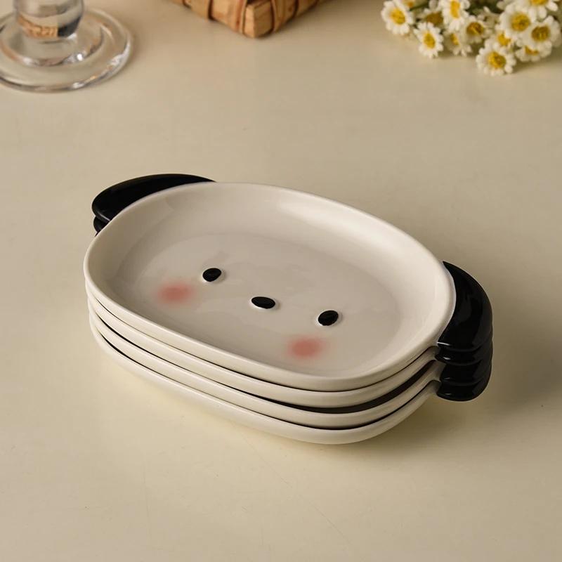 1pc/2pcs Ceramic Bread Plate, Small Dog Shaped Plate, Cute Mini Fruit Plate, Dessert Plate