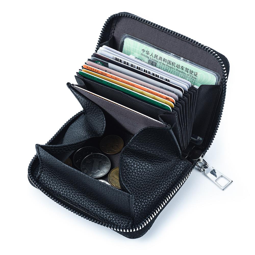 Women's Zipper Purse Short Lychee Pattern Fashion Multi-Card Slot ID Card Holder Coin Zipper Purse For Women