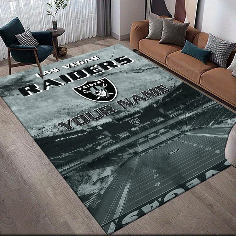 Custom Name,Raiders Home Sofa Decoration for Living Room & Bedroom, Non‑Slip Play Flannel Floor Mat for Game Room