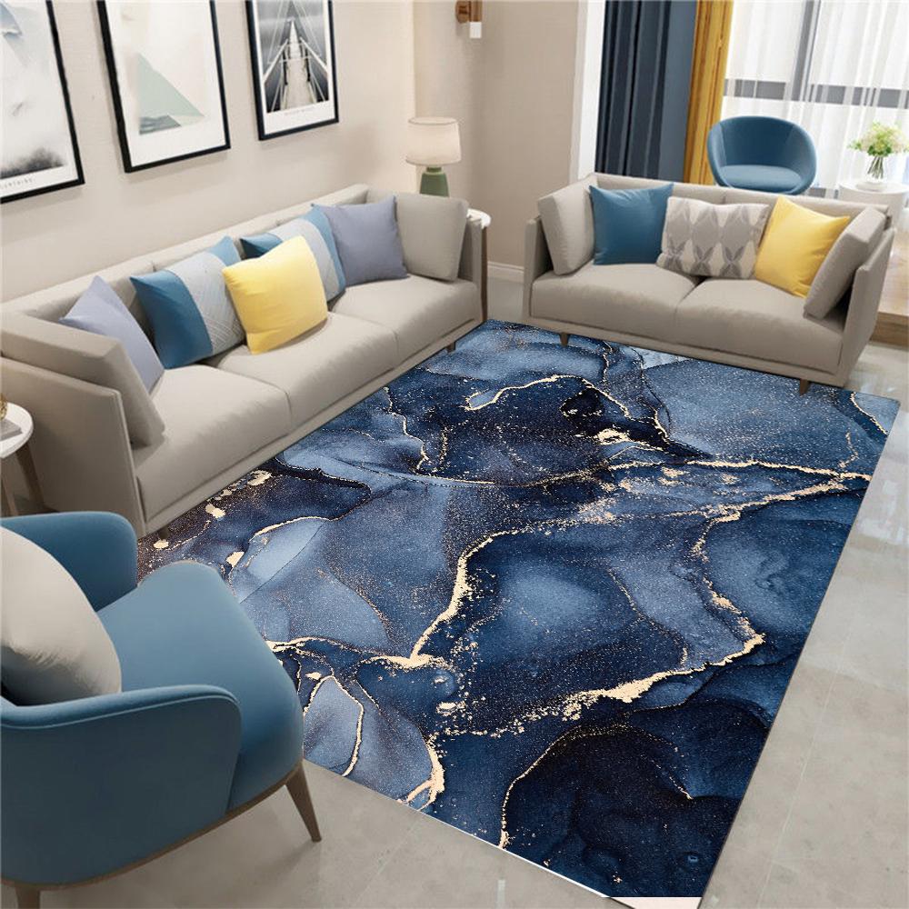 

Мармуровий килим для вітальні Nordic Abstract Deep Blue Gold Area Килимок Вітальня Спальня Приліжковий килимок Розкішний килимок для прикраси будинку 80 x120cm