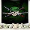 One Piece Roronoa Zoro Wall Tapestry Aesthetic Wall Hanging Printed Fabric Blanket Decorative Tapestries For Bedroom Living Room Home Decor