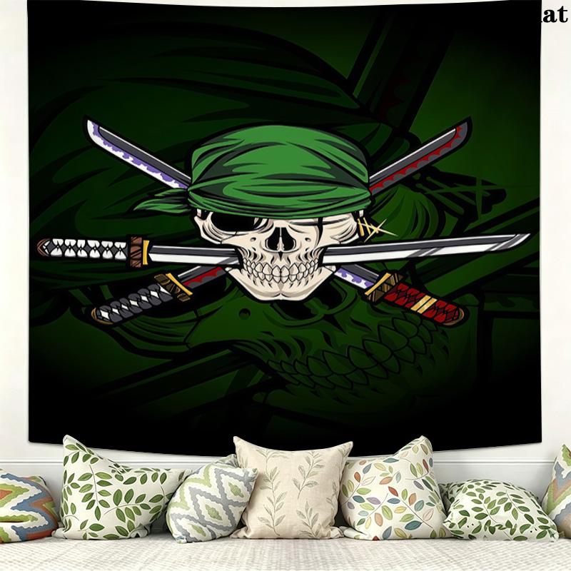 One Piece Roronoa Zoro Wall Tapestry Aesthetic Wall Hanging Printed Fabric Blanket Decorative Tapestries For Bedroom Living Room Home Decor