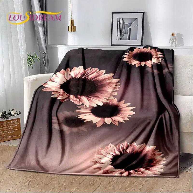 Nordic 3D Daisy Flower Soft Plush Blanket,Flannel Blanket Throw Blanket for Living Room Bedroom Bed Sofa Picnic Cover Bettdecke