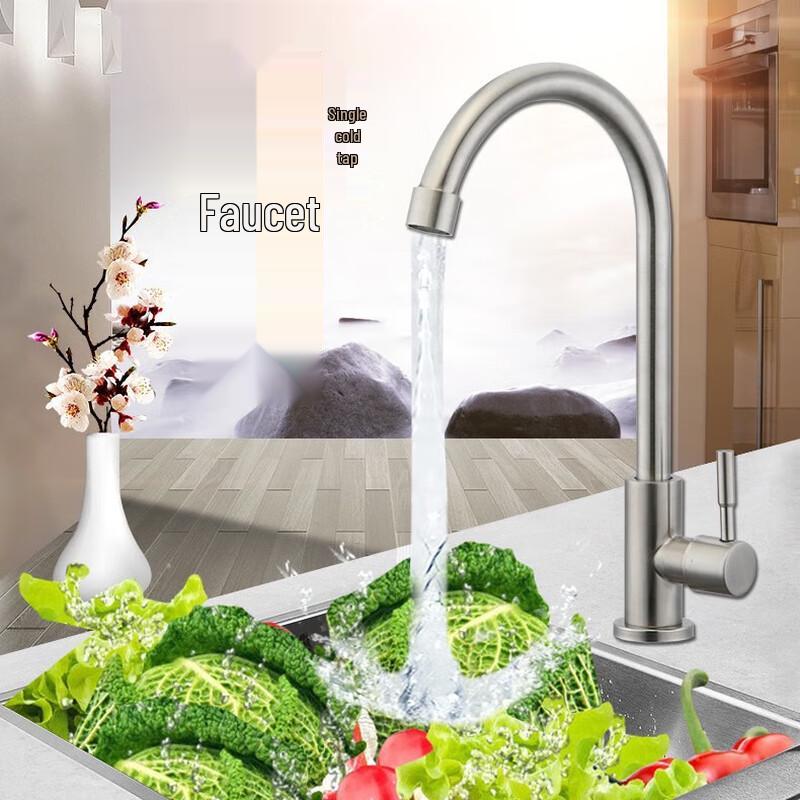 304 Stainless Steel Single Cold Kitchen Faucet