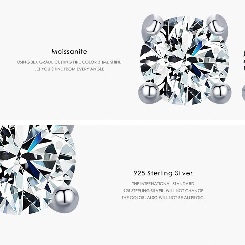 Modian Moissanite Ädelsten Klar D Färg 925 Sterling Silver Små Tiny Bländande Stud Örhängen För Kvinnor Bröllop Fina Smycken