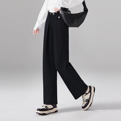 Shetu Damen locker weiter Bein Faltenbund Jeanshose