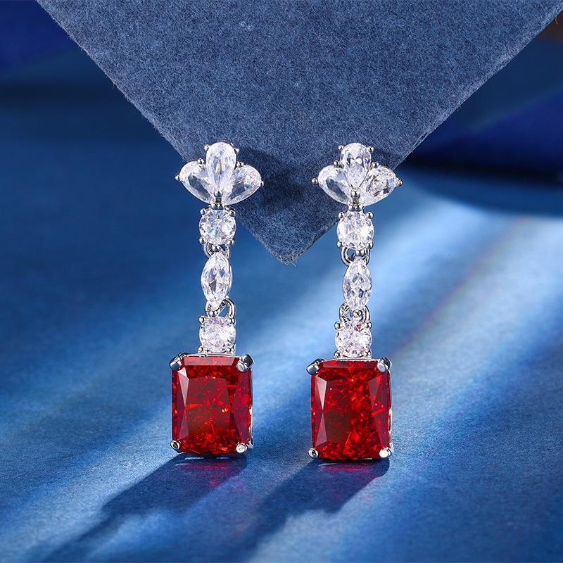 Herbst- und Winterschmuck Hochkarbon-Diamant Eisblumenschliff Kupfer gefasst Zuckerwürfel-Set Damen Blei Stein 8 * 10