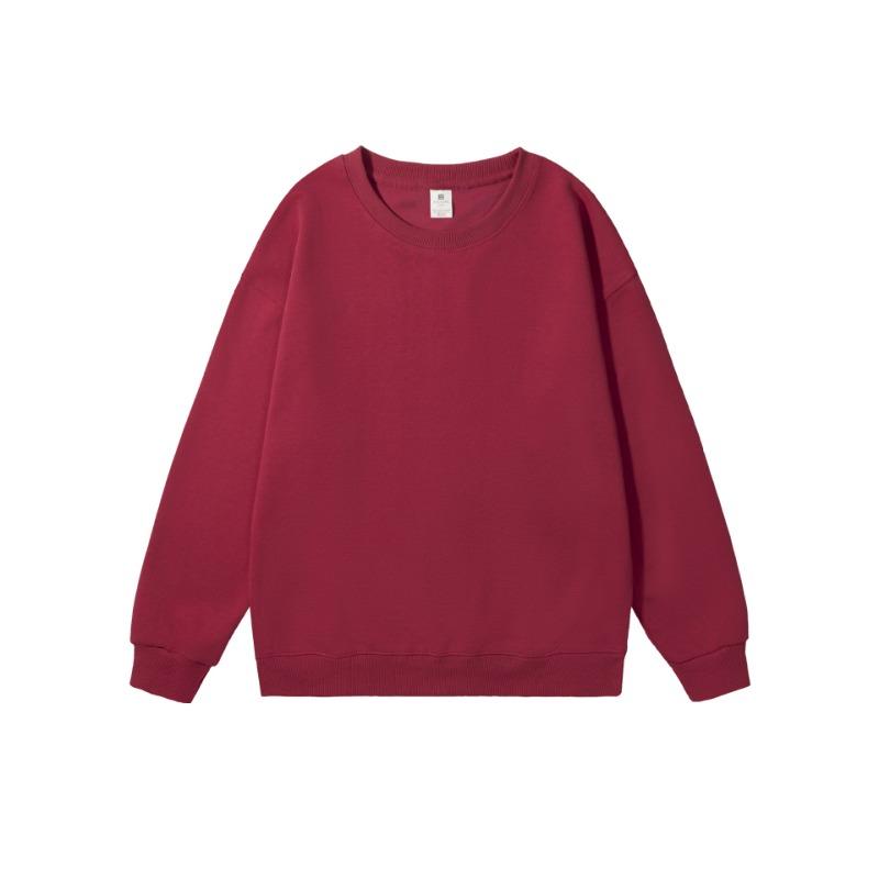 Plain Solid Color Crew Neck Sweatshirt Loose Fit Long Sleeve Blank Casual Pullover Top