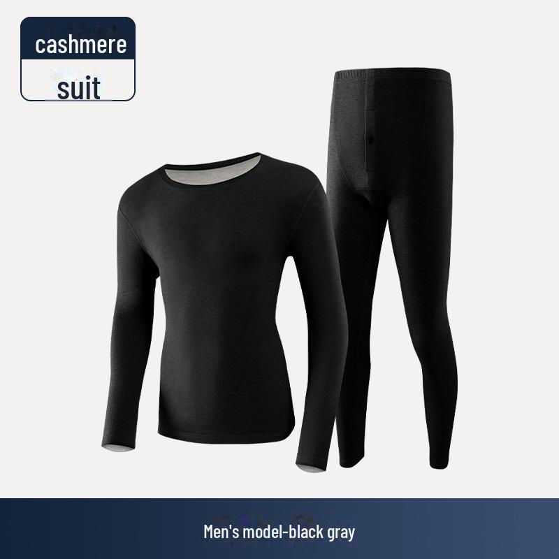 Autumn/Winter Seamless Wool Thermal Underwear Set for Men & Women: Thick Cashmere Silk for Added Warmth