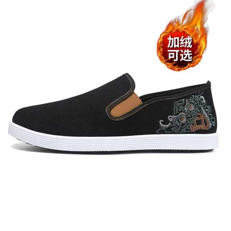 

Мужские тканевые туфли низкие мягкая подошва вышивка национальный стиль удобные тканевые туфли мужские легкие старый Пекин повседневные тканевые туфли 45