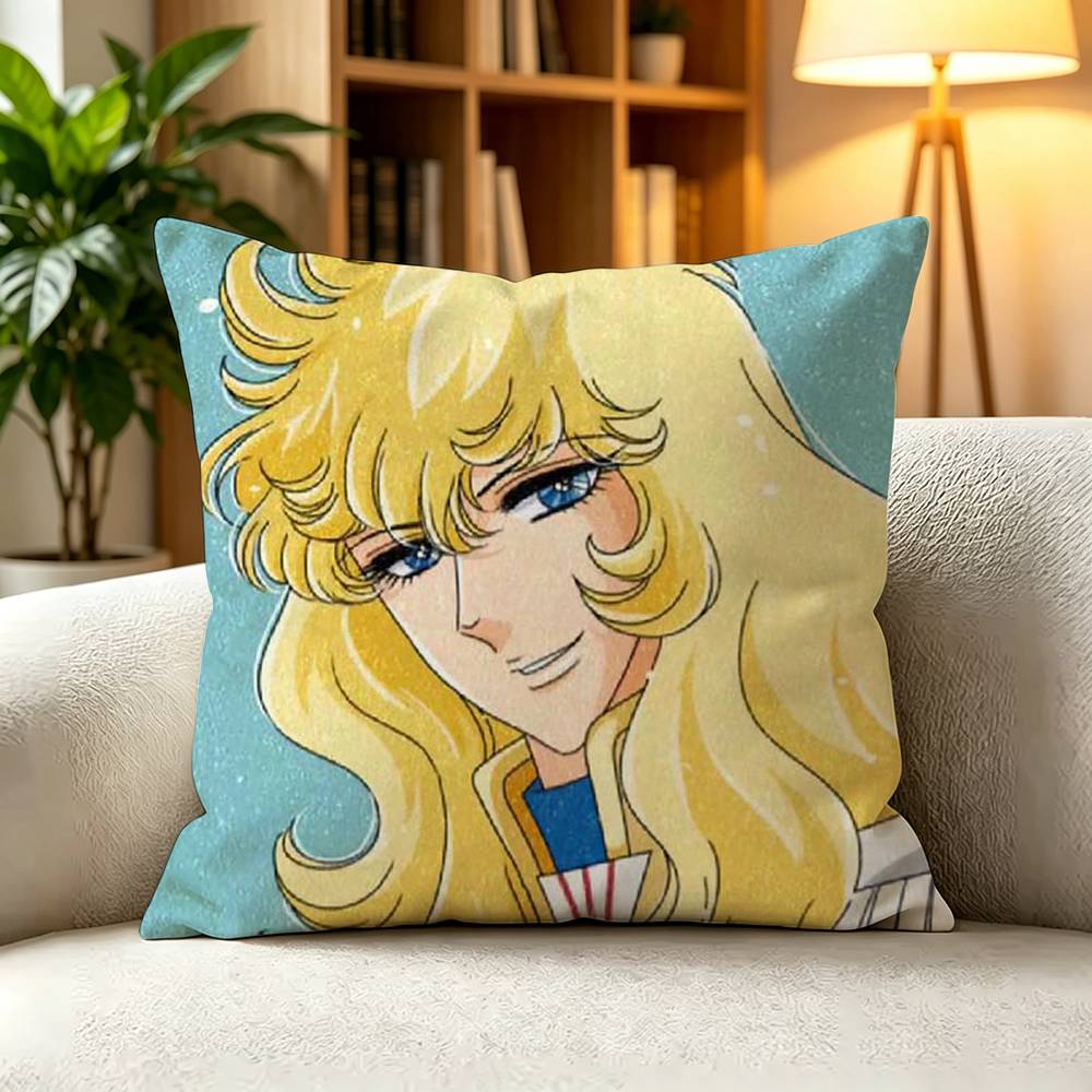 VVintage French Rococo Manga The Rose of Versailles  Pillow Case Square DoubleSided Sofa Cushion Cover Bedroom Bedside Pillow
