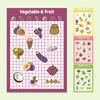 Fruit & Veggie Smiley Face Reward Stickers: Pineapple, Banana, Watermelon, Corn, Grape (4 Sheets)