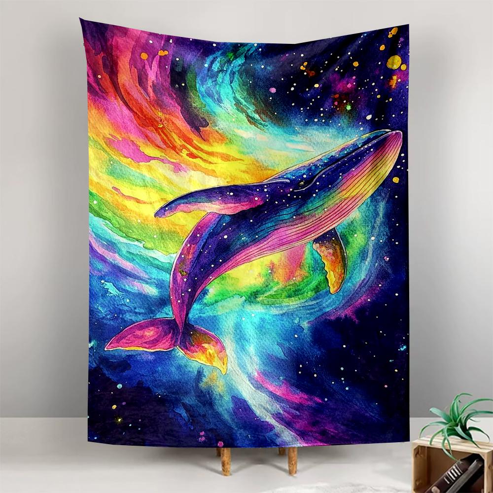 Colorful Cosmic Whale Design Patterned Tapestry for Bedroom and Living Room Home Decor