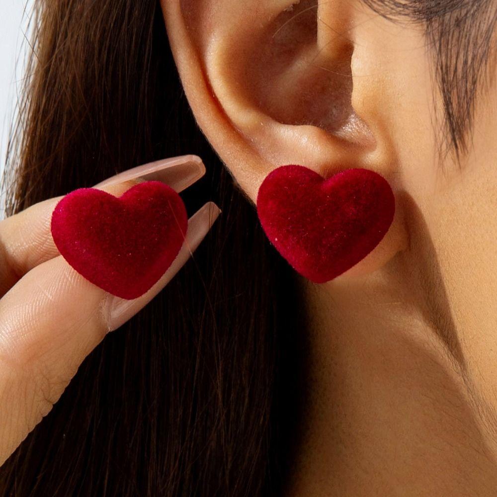 Bowknot Wine Red Bow Drop Earrings Zinc Zinc Alloy New Year Earrings Red Velvet Bow Earrings  Autumn/Winter