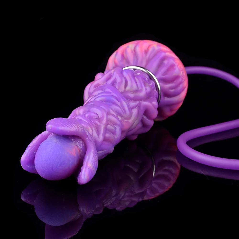 Silicone Anal Plug Luminous Ovipositor Lay Eggs Anal Dildo with Granular Surface Vagina Balls Adult Sex Toy for Woman Men