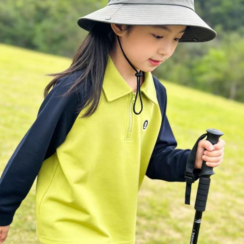 Kids' 2026 Spring/Autumn High-Neck Raglan Polo Hoodie