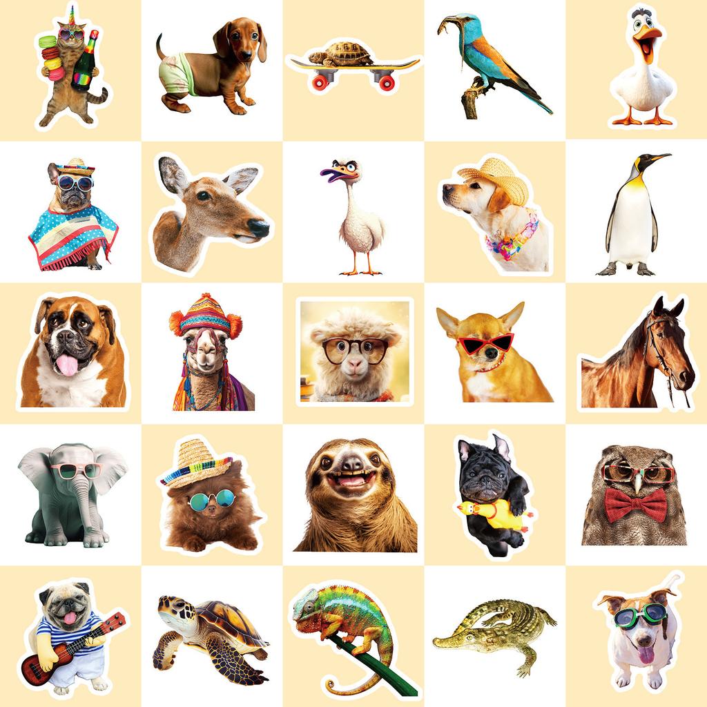 50 Animal Collection Stickers Temu New Product Crazy Zoo City Stickers