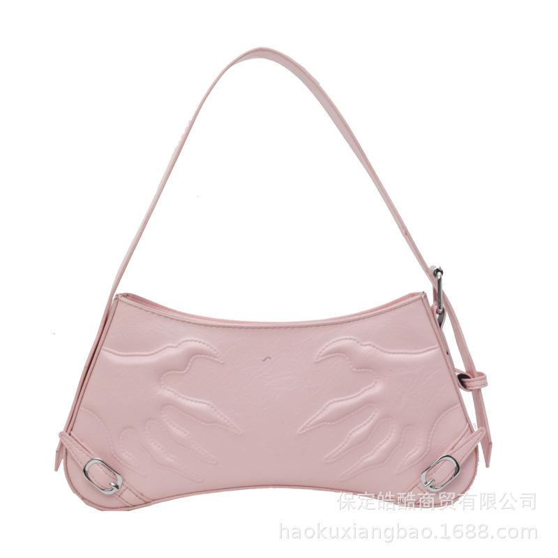 2025 Solid Color PU Trendy Personality Daily Commuter Small Bag Simple Women's Bag Shoulder Bag Handbag Ins Spring and Autumn