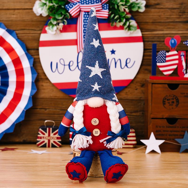 Unique Gnome Patriotic Doll With Long Legs And American Flag Design For Holiday Display