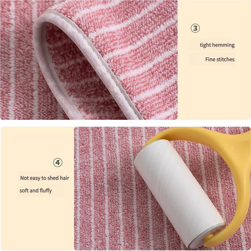 Striped Coral Velvet Bath Towel Set Fast Absorbing Thick Plush Texture Luxurious Spa-Grade Soft Bathroom Products
