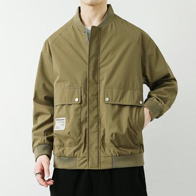 Jaqueta Masculina de Gola Baseball Estilo Utilitário Moderna Juvenil Popular Solta Jaqueta Japonesa Fina