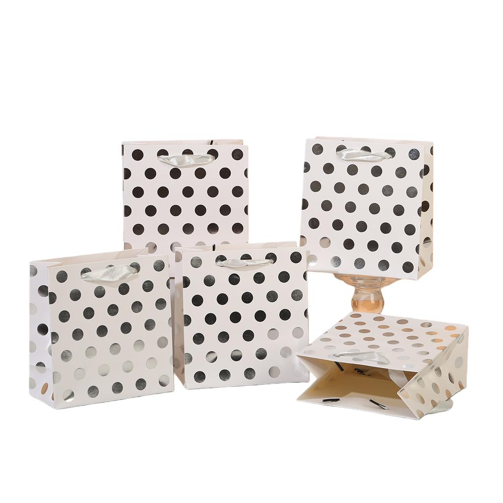 12pcs Polka Dot Gift Bags With Straps Paper Party Favor Bags For Weddings Birthdays Baby Showers Boutique Gifts For Event