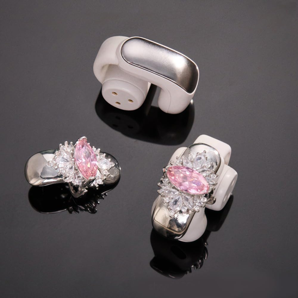 Earphone Clips with Zirconia Decoration and Rhinestones for Clip-on Earphones, Elegant Decor, Quick AttachDetach, Multifunctional Accessory, Durable
