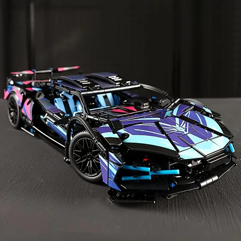 Non-Toxic 1690 Colorful Cyber Sports Car Building Block Set / Fashionable Design Eye-Catching Door Title/Difficulty Diy Car Model Display/