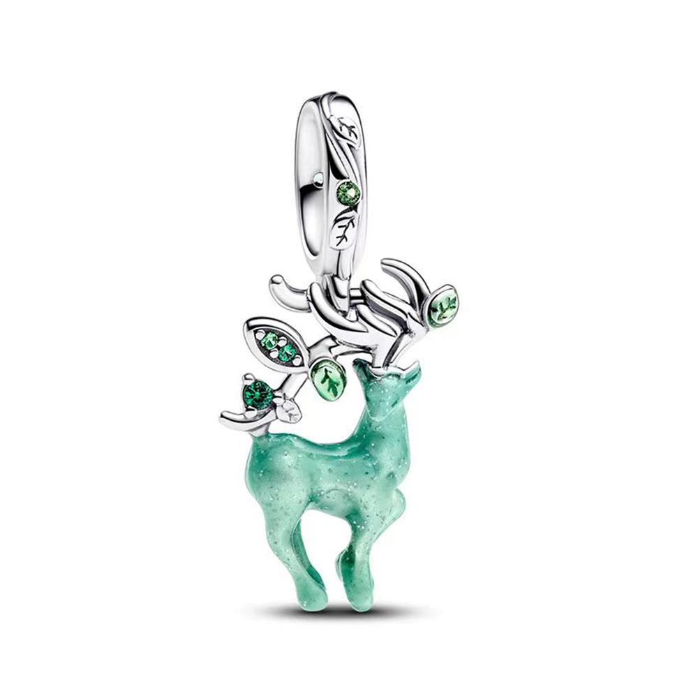 Glow Gold Firefly Charm Green Frog Deer Bead 925 Silver Bracelet DIY Gift 3mm Forest Theme Birthday Present