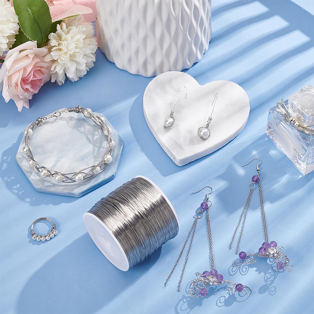 304 Stainless Steel Wire, Round, Stainless Steel Color, 26 Gauge, 0.4mm, About 820.21 Feet(250m)/Roll