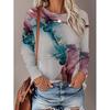 Womens Loose Fit Long Sleeve Round Neck T-Shirt With 3D Dinosaur Christmas Tree Print Milk Silk Fabric