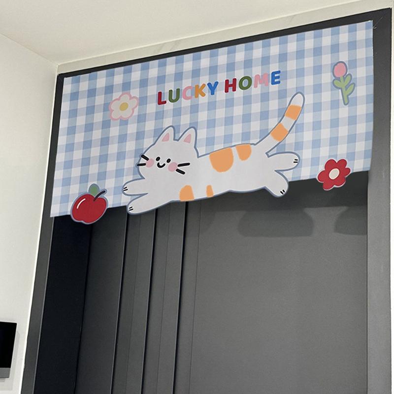 Animal Design Cartoon Door Curtain Self-Adhesive Non Perforated Home Decoration For Door , Window, Kitchen, Basement