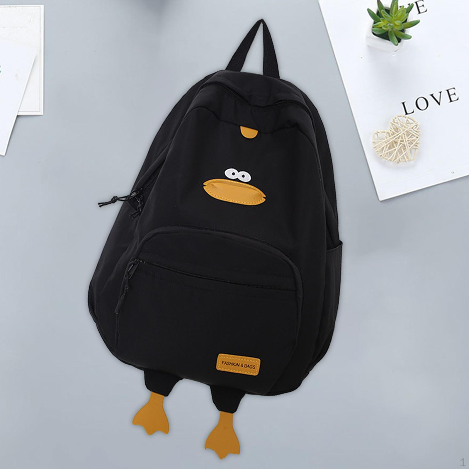 Мультяшная Утка Рюкзак Сумка-рюкзак Прочная Модная Сумка Женская Практичный Рюкзак Daypack для Поездок на Работу чёрный