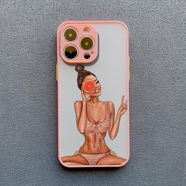 Cute Cartoon Hand Drawn Beautiful Girl Phone Case for Iphone 16 15 14 Pro Max 13 11 12 Mini Pro Max X XR XS 7 8 Plus SE2 Cover