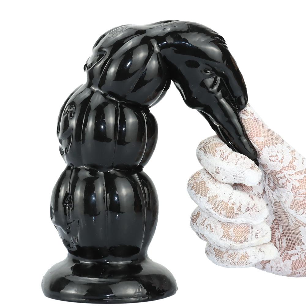 Black PVC Anal Masturbator Set Butt Plug Anal Beads Dildo for Men Women
