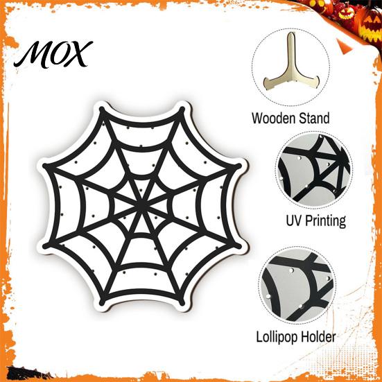 Tabletop Holiday Decoration Halloween Wooden Lollipop Display Stand, Spider Web Ghost Party Favors Pumpkin Shaped Candy Holder, Decor Ornament