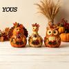 Fall Harvest Festival Home Decor 3PCS Rustic Autumn Wooden Ornaments, Animal Designs Retro Table Distressed Farmhouse Crafts, Decorative Handmade