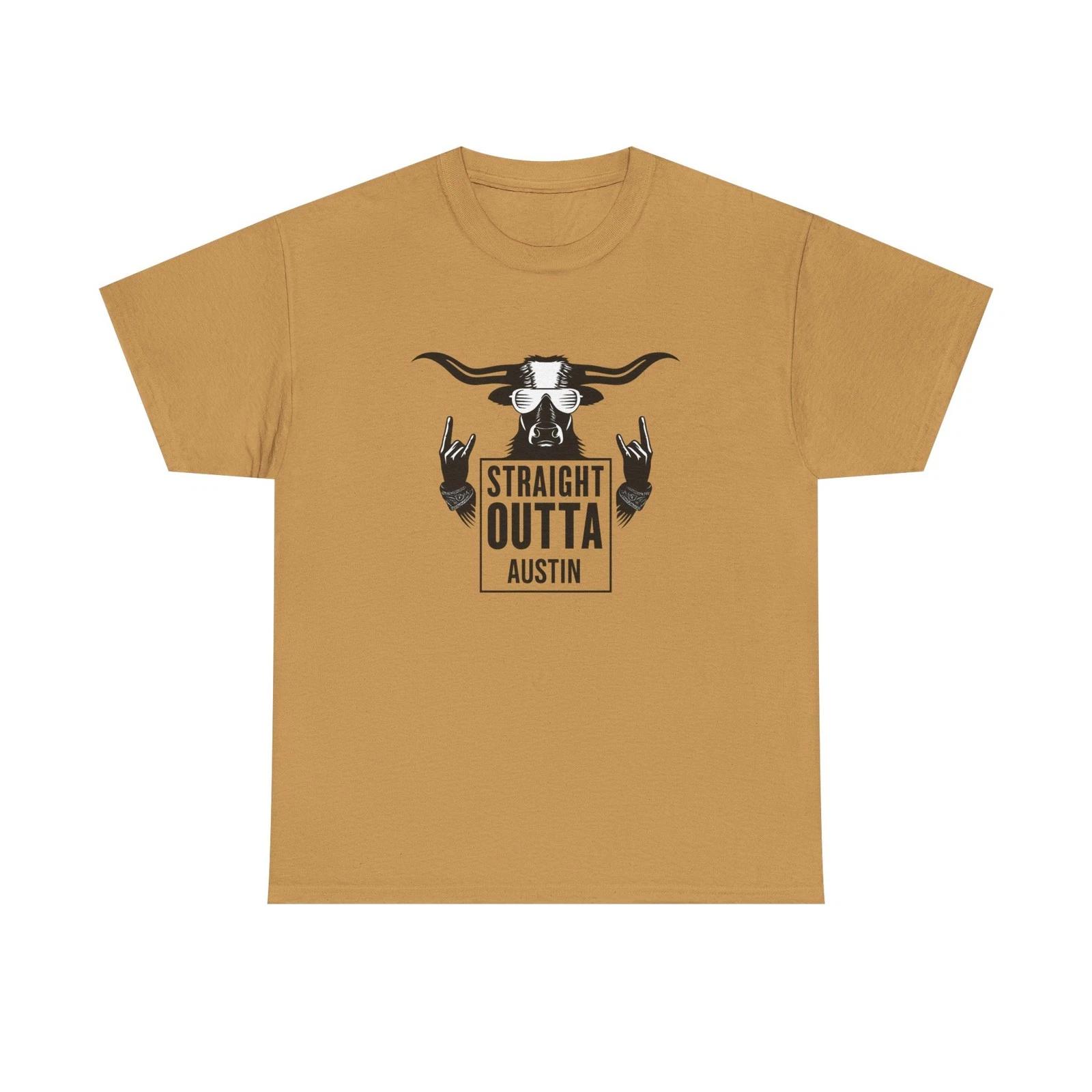 Straight Outta Austin Unisex Heavy Cotton Tee, Casual Graphic Tee, Music [...] M