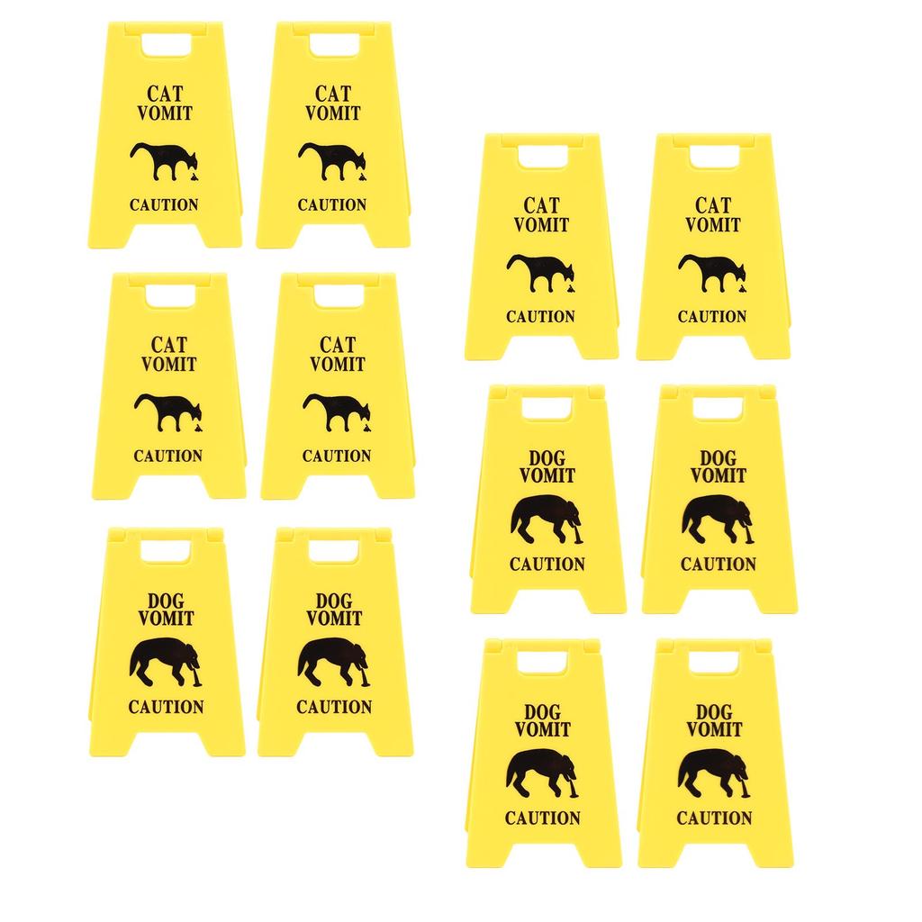 Cat Vomit Caution Sign Plastic Innovative Design Obvious Dogs Vomits Warning Sign for Indoor