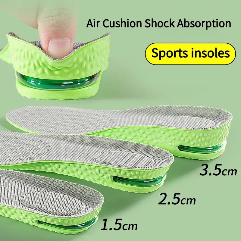 1 Pair Breathable Air Cushion Acupoints Arch Insoles Shock Absorbing Anti-Odor Sweat Insole Height Increase Pad for Sports Shoes