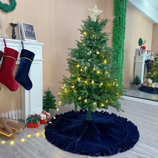 Gonna per albero di Natale in velluto 48 pollici con volant Gonna per albero festiva rustica