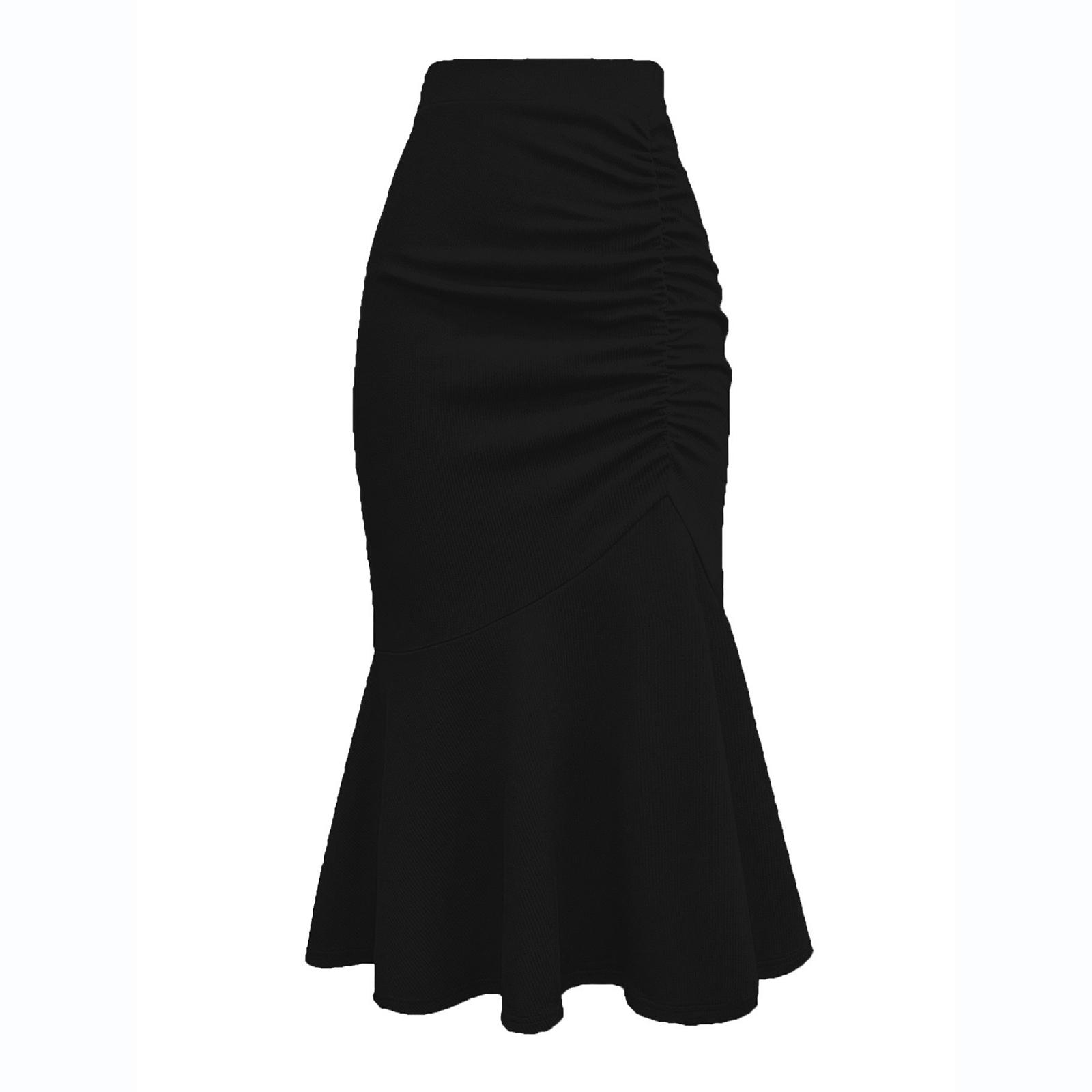 Plus Size Women s Fashionable And Elegant Color Slim Waist Mermaid Skirt XXXL чёрный