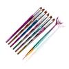 GCIYAEN Nail Art Brush Line Painting Brush Design Tools Nail Art Tips Builder Brush Pen Dotting Flower Drawing Pen for Professional Salons (7Pcs Co
