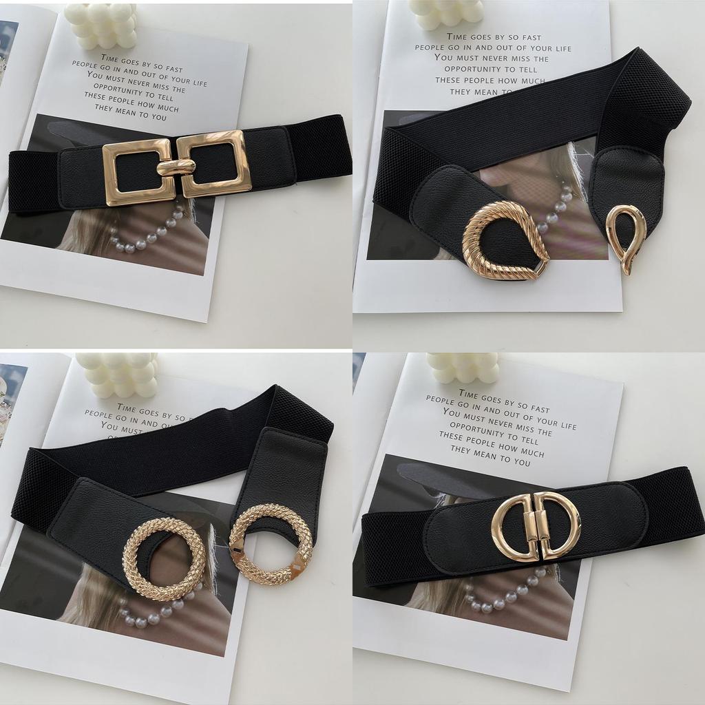 Versatile Black Elastic Wide Waist Belt For Women Enhancing Dress Styles With Features Slimming