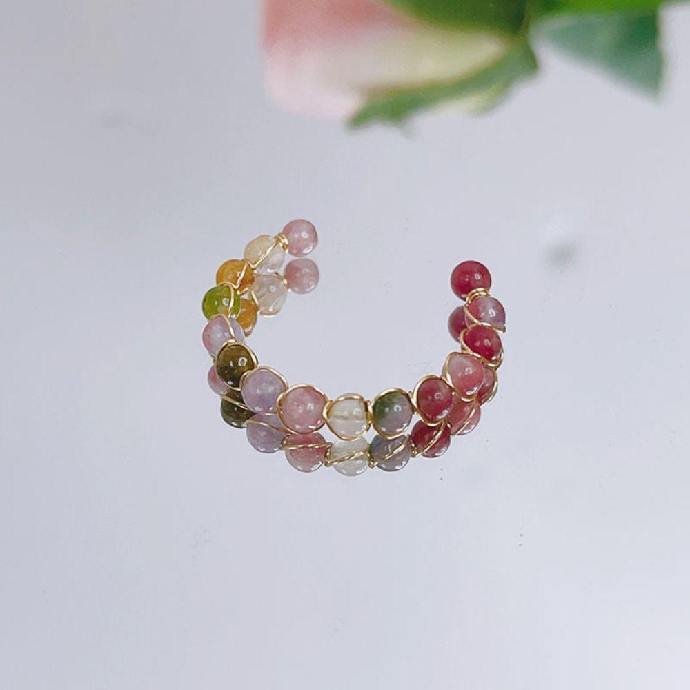 3PCS Adjustable Colorful Beads Ring Finger Jewelry Opening Ring Trendy Round Bead Ring  Girl