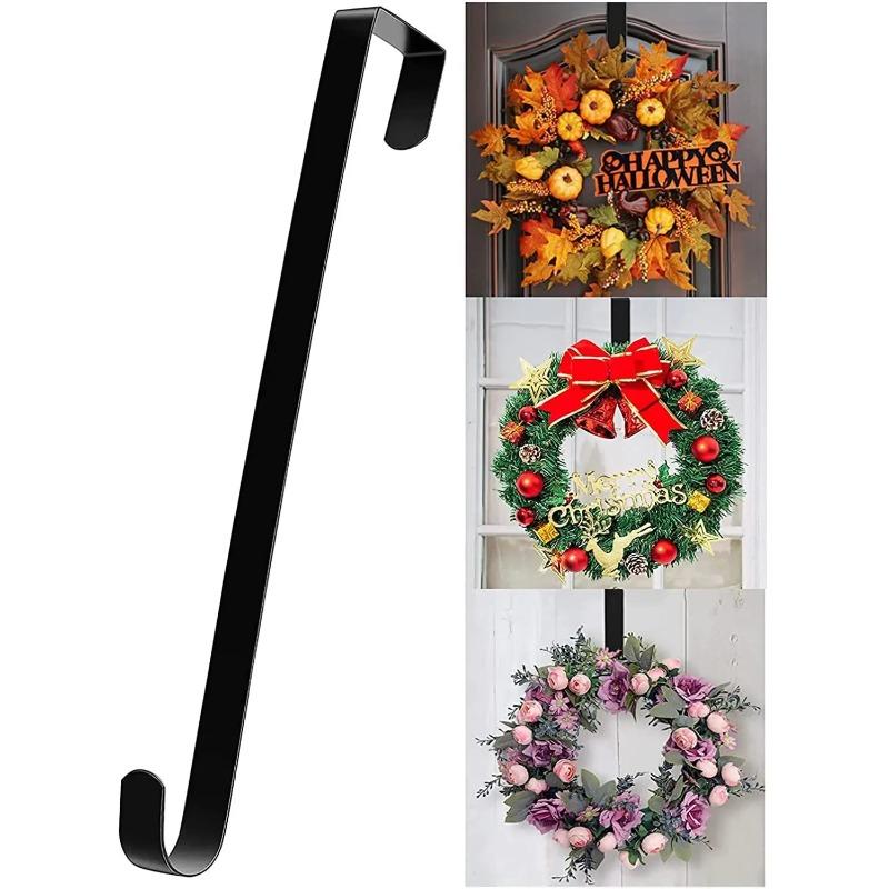 38cm Wreath Hanger For Front Door Black/White Metal Hook Multi-function Wreath Hanging Hook Christmas Easter Ornaments Hooks